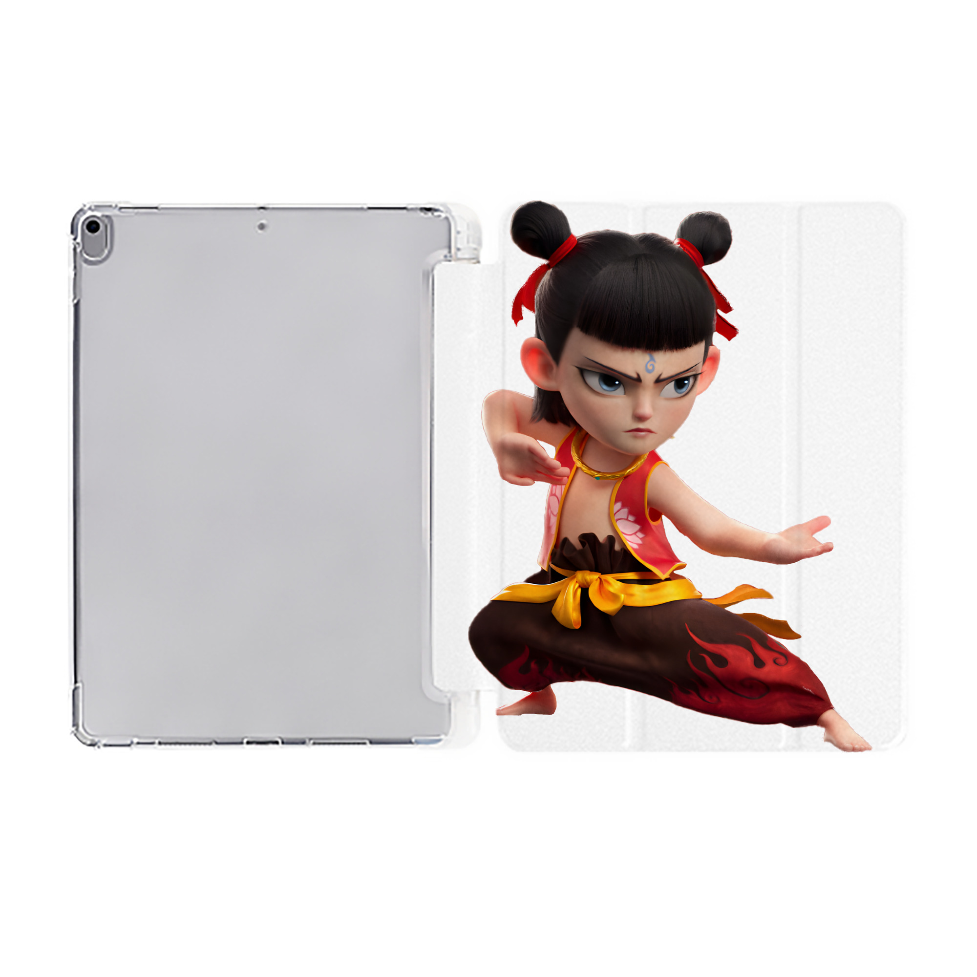 （画像用） Ne Zha 2 ナタ 魔童の大暴れ IPad ケース ペン収納付き 三つ折りスタンド PUレザー×シリコン 対応機種9.5/10.5/10.9インチ
